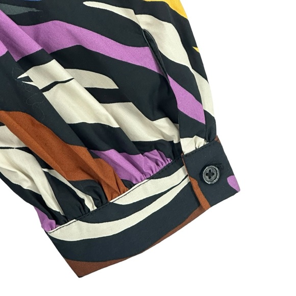 Who What Wear Women’s Fluffy Sleeve Geometric Print Midi Dress W/Pockets Size XS - Picture 10 of 12